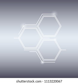 Abstract hexagon, flat polygonal, geometric background.