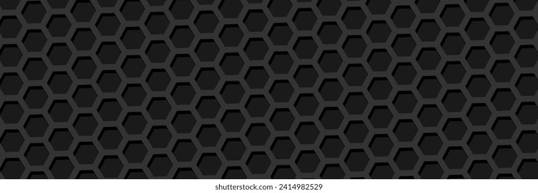 Abstract hexagon geometric black background, vector
