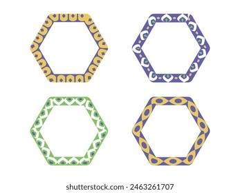 Abstract hexagon geometric frame borders collection vector illustration 