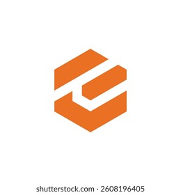 Abstract Hexagon Geometric Letter E Logo design vector template isolated on white background