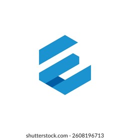 Abstract Hexagon Geometric Letter E Logo design vector template isolated on white background