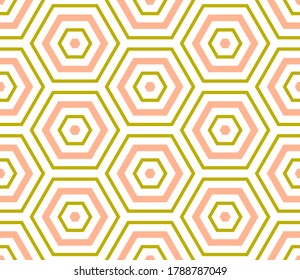 Abstract hexagon geometric seamless pattern. Mosaic background. Linear geo shape infinity backdrop. Polygon wrapping paper. Vector illustration. 