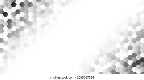 Abstract. Hexagon geometric shapes pattern. Black white mosaic background. vector.