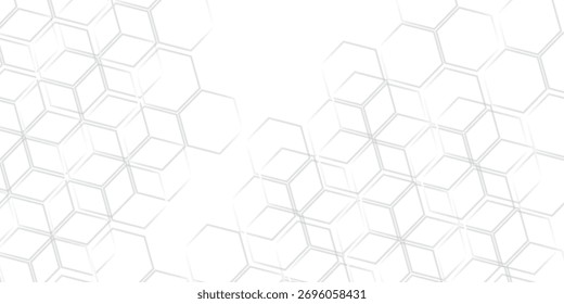 Abstract hexagon geometric surface. Modern white and grey hexagonal background