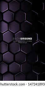 Abstract hexagon gradient colorful light pattern with a dark background technology style. Honeycomb. Vector illustration
