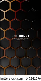 Abstract hexagon gradient colorful light pattern with a dark background technology style. Honeycomb. Vector illustration