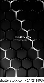 Abstract hexagon gradient colorful light pattern with a dark background technology style. Honeycomb. Vector illustration