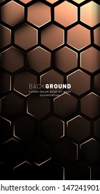Abstract hexagon gradient colorful light pattern with a dark background technology style. Honeycomb. Vector illustration