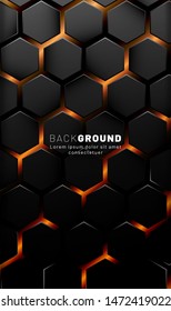 Abstract hexagon gradient colorful light pattern with a dark background technology style. Honeycomb. Vector illustration