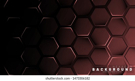 Abstract hexagon gradient colorful light pattern with a dark background technology style. Honeycomb. Vector illustration