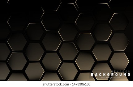 Abstract hexagon gradient colorful light pattern with a dark background technology style. Honeycomb. Vector illustration