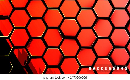 Abstract hexagon gradient colorful light pattern with a dark background technology style. Honeycomb. Vector illustration