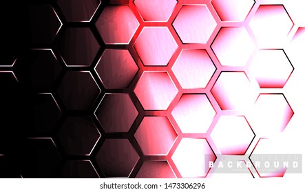 Abstract hexagon gradient colorful light pattern with a dark background technology style. Honeycomb. Vector illustration