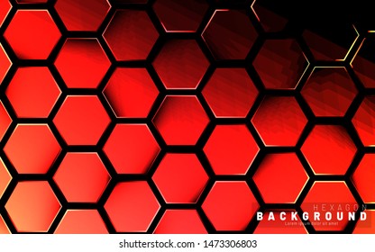 Abstract hexagon gradient colorful light pattern with a dark background technology style. Honeycomb. Vector illustration