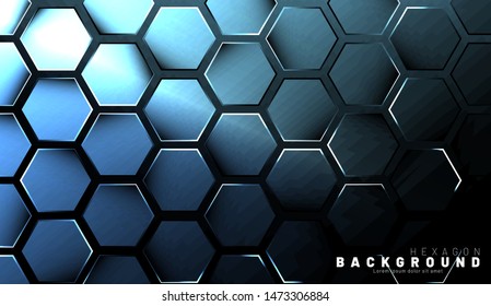 Abstract hexagon gradient colorful light pattern with a dark background technology style. Honeycomb. Vector illustration