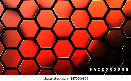 Abstract hexagon gradient colorful light pattern with a dark background technology style. Honeycomb. Vector illustration