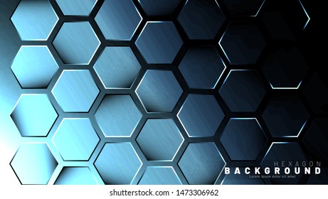 Abstract hexagon gradient colorful light pattern with a dark background technology style. Honeycomb. Vector illustration