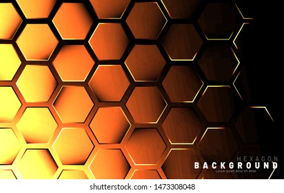 Abstract hexagon gradient colorful light pattern with a dark background technology style. Honeycomb. Vector illustration