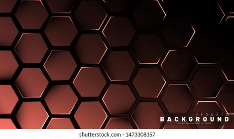 Abstract hexagon gradient colorful light pattern with a dark background technology style. Honeycomb. Vector illustration