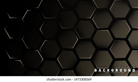 Abstract hexagon gradient colorful light pattern with a dark background technology style. Honeycomb. Vector illustration