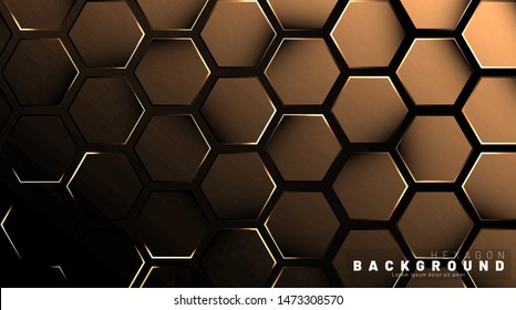 Abstract hexagon gradient colorful light pattern with a dark background technology style. Honeycomb. Vector illustration