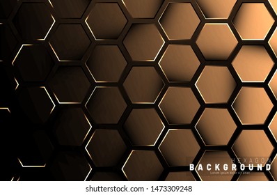 Abstract hexagon gradient colorful light pattern with a dark background technology style. Honeycomb. Vector illustration