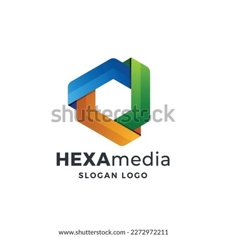 Abstract Hexagon Gradient Logo Vector Icon Illustration