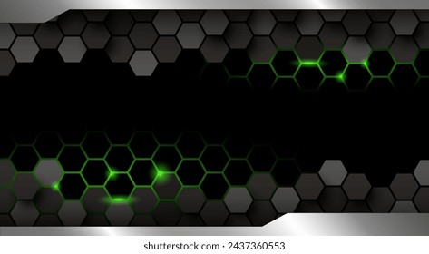 Hexágono abstracto con ilustración vectorial de fondo de luz verde