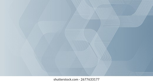 Abstrakte hexagonalgraue Linien auf weichgrauem Farbverlauf-Hintergrund. Digitales Konzept. Einfaches Design. Vektorgrafik.