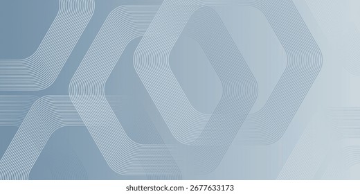 Linhas cinzas hexágonas abstratas. Fundo de gradiente suave. Aplicável para banner, cartaz, apresentação, site. Design moderno. Ilustração vetorial. EPS 10