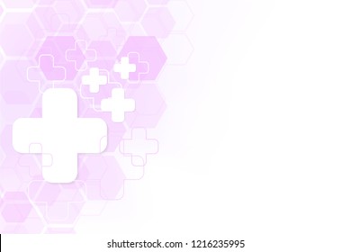 Abstract hexagon healthy symbol. Technology, molecular and science background. Soft purple color. Business vector illustration.