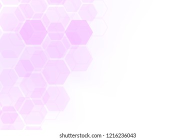 Abstract hexagon healthy symbol. Technology, molecular and science background. Soft purple color. Business vector illustration.