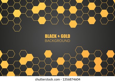 Abstract. Hexagon , honeycomb gold and black Background , copy space .Vector