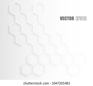 Abstract, Hexagon honeycomb white Background ,light and shadow ,Vector