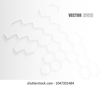 Abstract, Hexagon honeycomb white Background ,light and shadow ,Vector