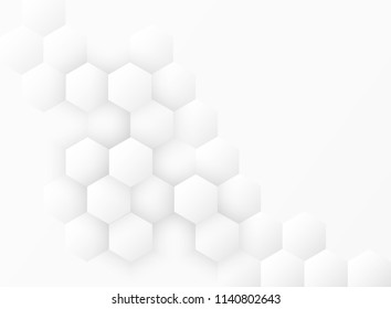 Abstract. Hexagon , honeycomb white Background ,light and shadow. copy space .Vector