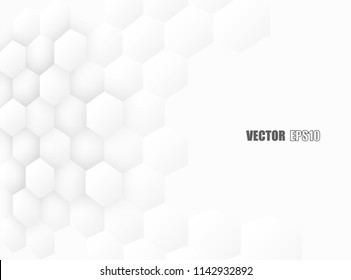 Abstract. Hexagon , honeycomb white Background ,light and shadow. copy space .Vector
