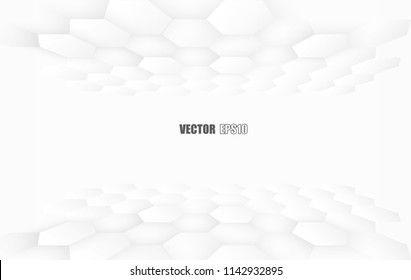 Abstract. Hexagon , honeycomb white Background ,light and shadow. copy space .Vector
