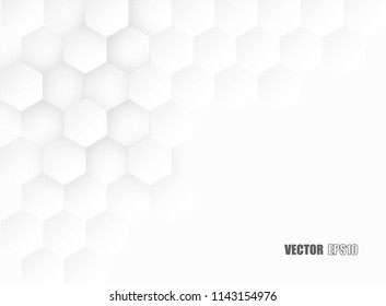 Abstract. Hexagon , honeycomb white Background ,light and shadow. copy space .Vector
