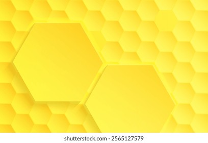Abstract. Hexagon, honeycomb yellow background. light and shadow. copy space .Vector.