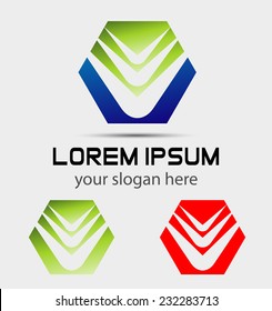Abstract hexagon icon shape. template logo design 