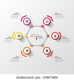 Abstract hexagon infographic design template with circles