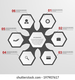 Abstract hexagon infographics template.