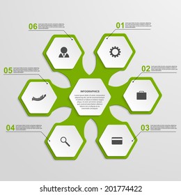 Abstract hexagon infographics template. Vector illustration.