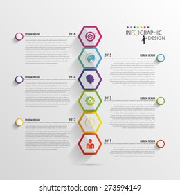 Abstract hexagon infographics. Timeline template. Vector