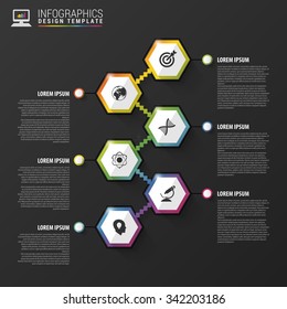 Abstract hexagon infographics or timeline template. Vector illustration