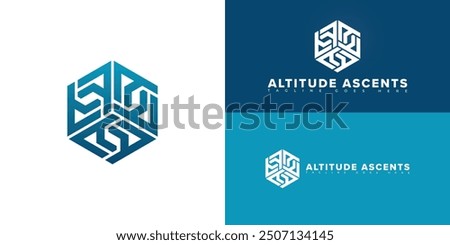 Abstract hexagon initial letter A or AA in blue color isolated on multiple background colors. The logo is suitable for startup accelerator logo design inspiration templates.