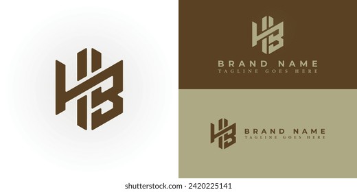 Abstract hexagon initial letter HB or BH Logo design Vector illustration in brown color isolated on a white background. Abstract letter HB logo applied for Real Estate and Mortgage Company logo design