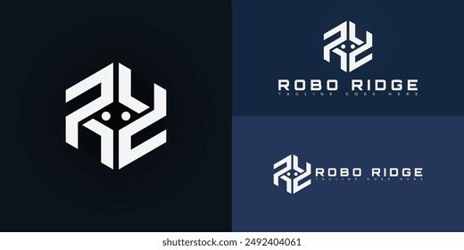 Abstract hexagon initial letter R or RR in silver-white color isolated on multiple background colors. The logo is suitable for e-commerce for robot merchandise logo design inspiration templates.