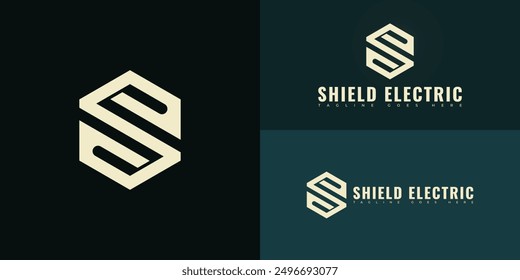 Abstract hexagon initial letter SE or ES in gold color isolated on multiple background colors. The logo is suitable for electric construction company logo design inspiration templates.